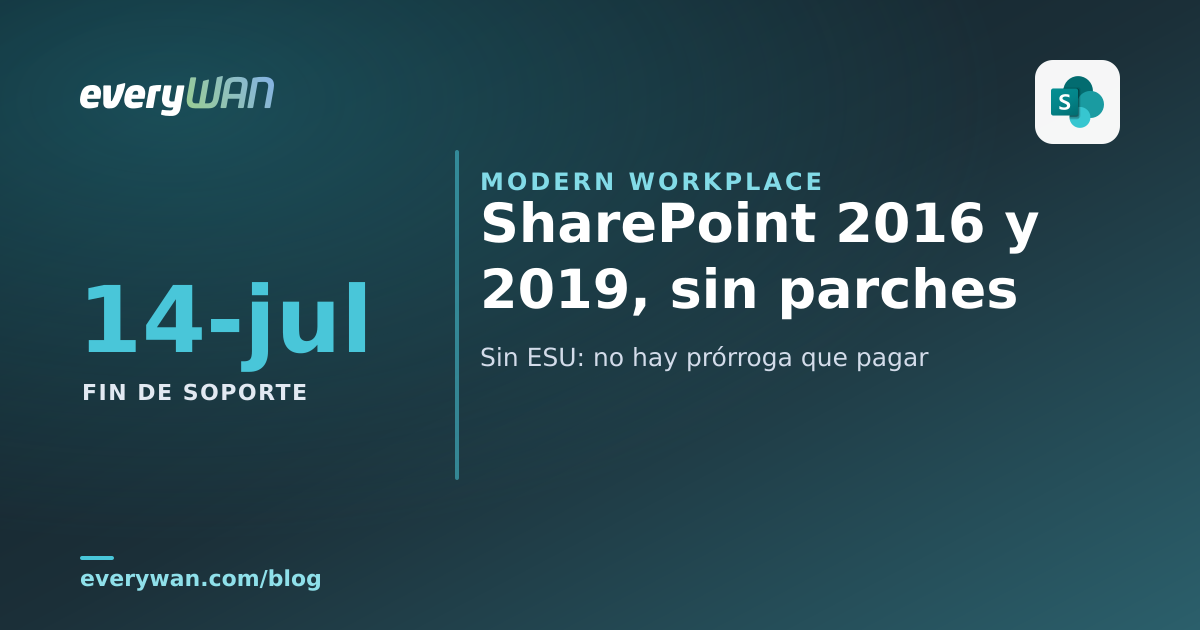 SharePoint 2016 i 2019 s'han quedat sense pedaços, i aquesta vegada no hi ha pròrroga a pagar