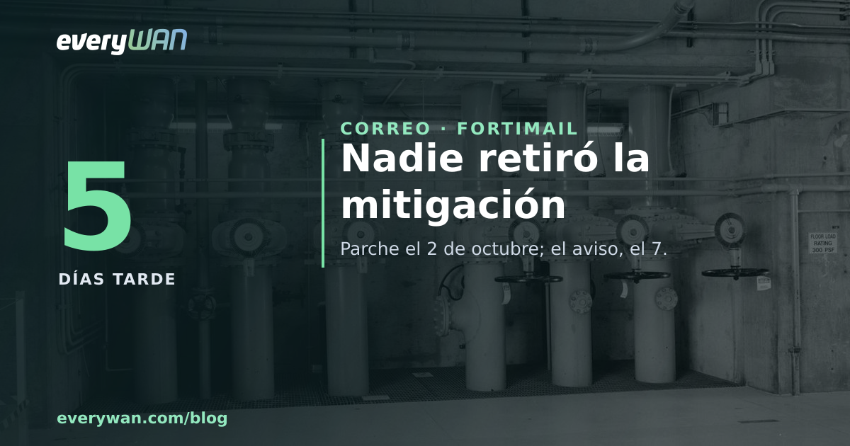 FortiMail: el pedaç va sortir el 2, l'avís ho va dir el 7, i la mitigació continua posada