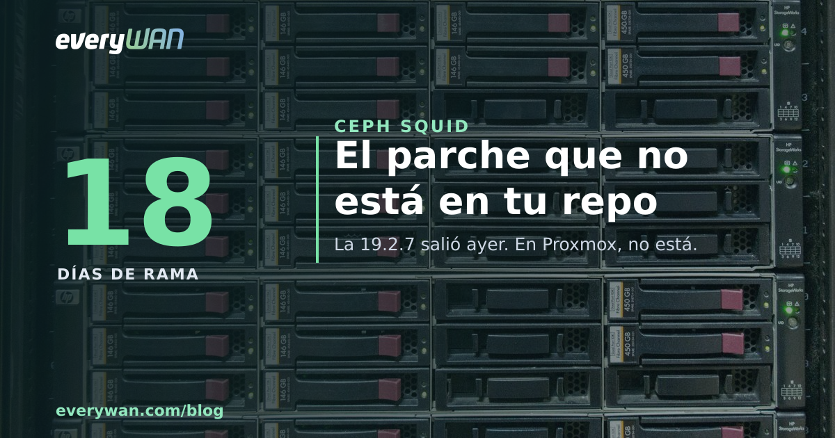 Badies de disc d'una cabina muntada en rack, amb unitats etiquetades i diversos buits buits
