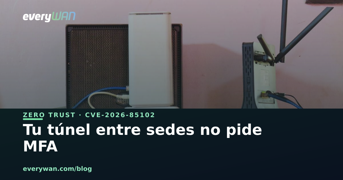 Armario de comunicaciones de pared en una sede pequeña, con router, módem y switch conectados con cables de red